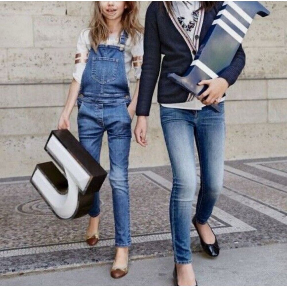 Crewcuts Denim Jean Overalls Blue Girls SZ 7